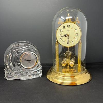 Gold-Tone Elgin Anniversary Clock & Lenox Crystal Swirl Quartz Clock