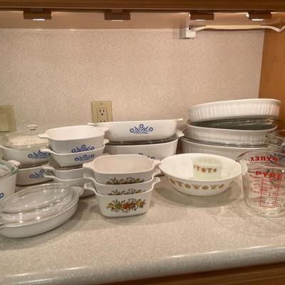 CorningWare Baking Dishes & Pyrex Measuring Cups & Mid-Century Creamer