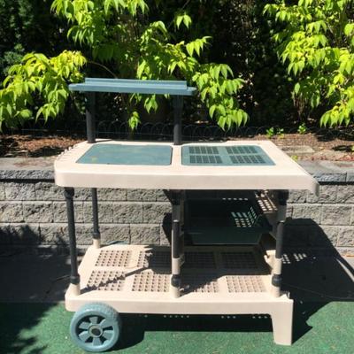 Suncast Rolling Garden Workstation – Utility Cart with Storage
