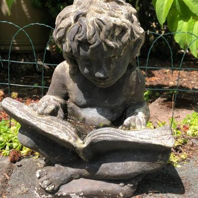 Cement Garden Statue – Angel Reading Book