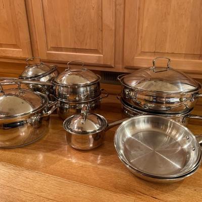 Belgique Stainless Cookware Set – Assorted Lidded Pots & Fry Pans