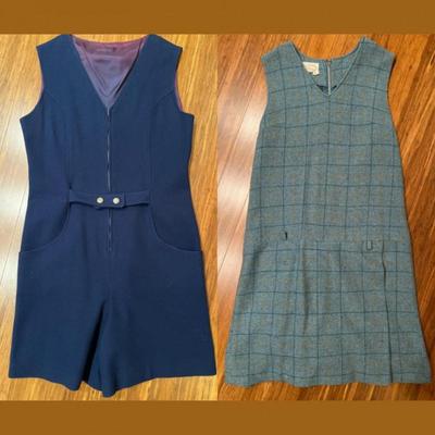 Two Vintage Russ Wool Culotte One-Piece Women's Outfits - Sz 14