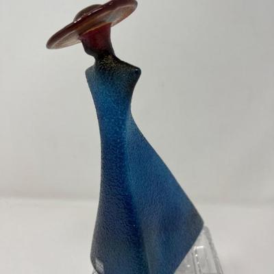 Rare Kosta Boda Kjell Engmann Red Hat Lady Glass Statue