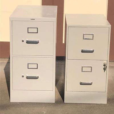 Pair of Two-Drawer Metal Filing Cabinets – Classic Office Storage