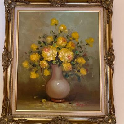 Yellow Roses by Sprague – Framed Floral Still Life Painting