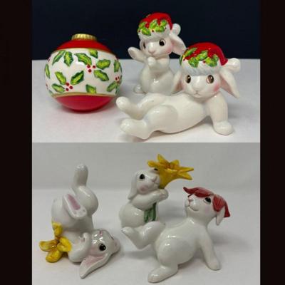 Fitz and Floyd Bunny Trio – Playful Garden & Christmas Blooms Designs