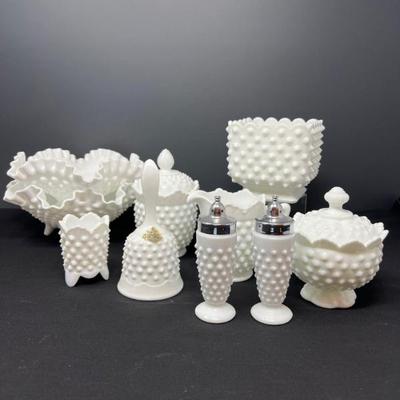 Fenton Milk Glass Hostess Set - Footed Pieces Included