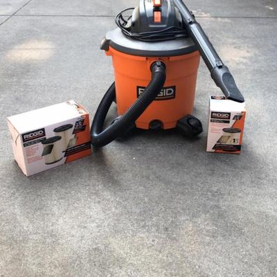 Ridgid 16-Gallon Wet/Dry Shop Vac with 3 Extra Filters – Heavy Duty