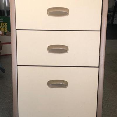 Three-Drawer Wood-Style Office Cabinet – Compact Workspace Storage