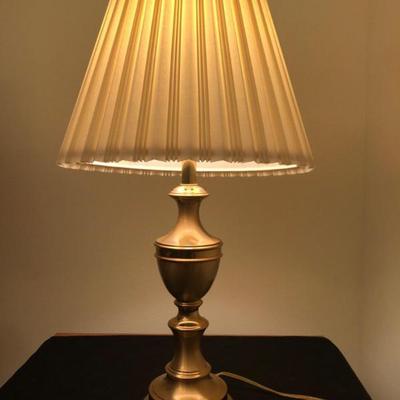 Brass Table Lamp – Ornate Base with Tulip Shade