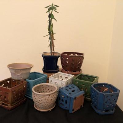 Set of Ten Decorative Ceramic Pots – Mixed Styles and Sizes