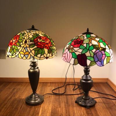 Pair of Tiffany-Style Stained Glass Lamps – Timeless Glow for Any Room