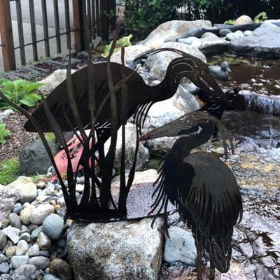 Garden Metal Art - Weathered Pelican and Blue Heron