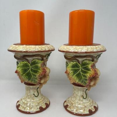 Fitz and Floyd Classics Autumn Pillar Candle Holders