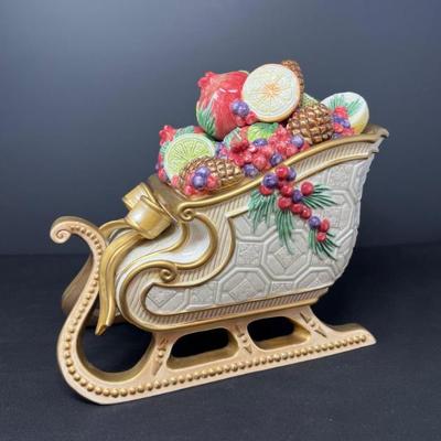 Fitz & Floyd “Winter Spice” Sleigh Cookie Jar – Festive Ceramic Decor