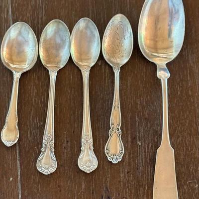 (5) Assorted Sterling Silver Spoons - Lunch - Webster - Baby Spoons - Serving Spoon - 126 Grams