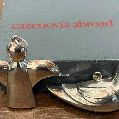 (2) Cazenovia Abroad Sterling Silver Antel And Dove Holiday Ornaments - Total Weight 29 Grams