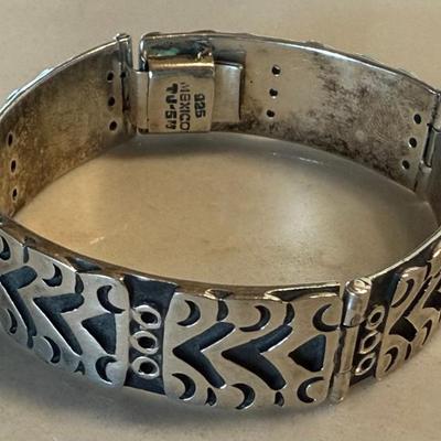 Vintage Mexico Shadow Box 6.5 Inch Panel Bracelet - Total Weight 49.93 Grams