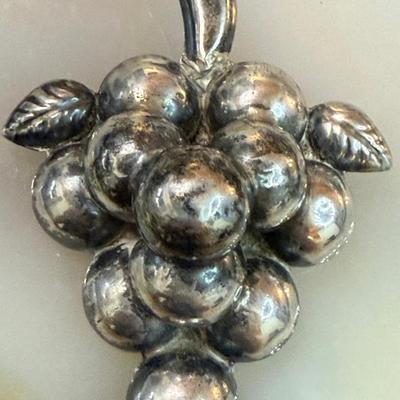 Vintage Made In Mexico Sterling Silver Grape Cluster Pin Pendant - 23.1 Grams