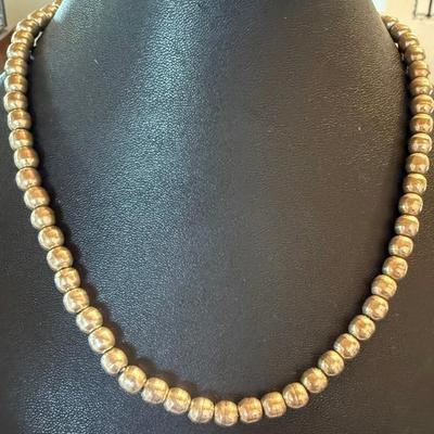 Vintage Mexico Sterling Silver 16 Inch Ball Bead Necklace - Total Weight - 40.94