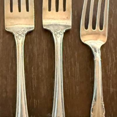 (3) Antique Sterling Silver Small Forks - Total Weight 66 Grams