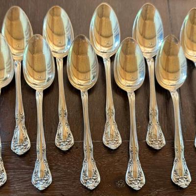 (10) Alvin 1940's Sterling Silver Chateau Rose 6 Inch Spoons - 263 Grams