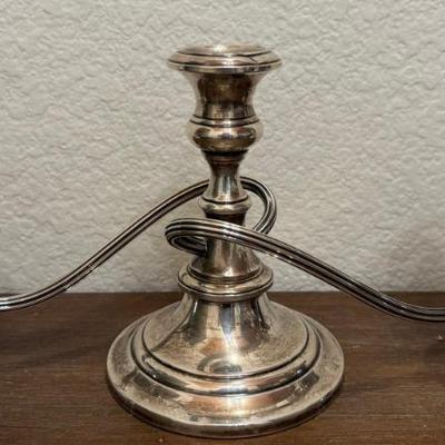 Gorham Sterling Silver Weighted Triple Candle 2 Arm Candle Holder - 1157 Grams