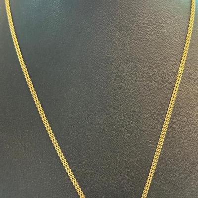 10k Gold Double Chain Necklace W Butterflies - Emerald, Sapphire, Ruby Cabochon 26 Inch Necklace - 3.08 Grams
