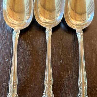(3) Alvin 1940's Sterling Silver Chateau Rose 8.5 Inch Serving Spoons - 191 Grams