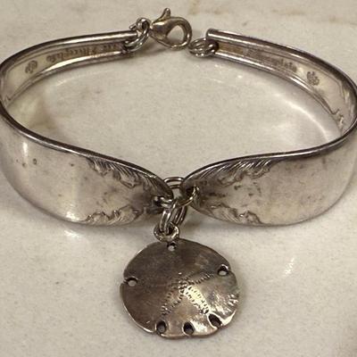 Handmade Silverplate Spoon Bracelet With Sterling Silver Starfish Charm