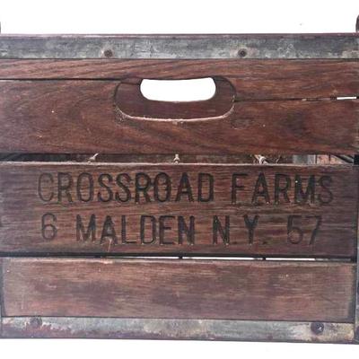 Vintage Wood and Iron Milk Crate
