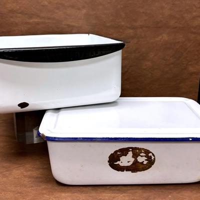 Vintage “Enamelware” Refrigerator Bins