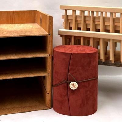 Wooden Decor & Suede Storage Bag