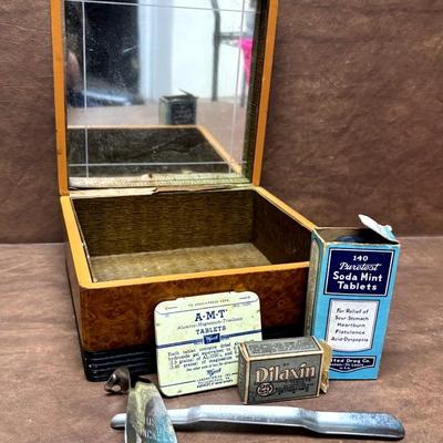 Vintage Pharmaceutical Items and Medicine Box 