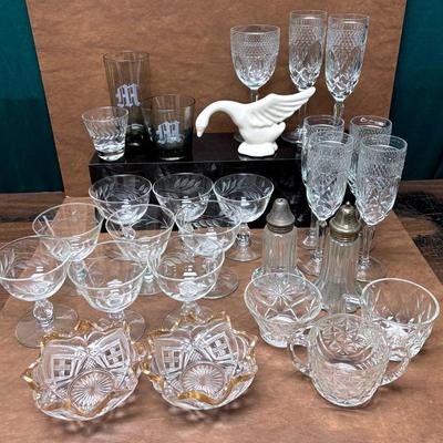 Assorted Drinking Glasses, “Haeger” Glass Swan, and More 