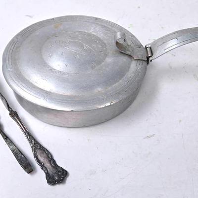 Aluminum Skillet, "WM. Rogers & Sons" Twisted Knife, & Others