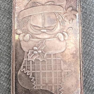 1997 GARFIELD CHRISTMAS .999 PURE SILVER BAR