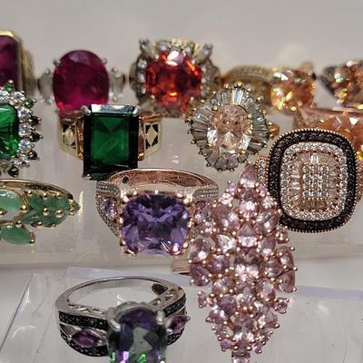 Colorful Gold-tone Sterling Silver Rings