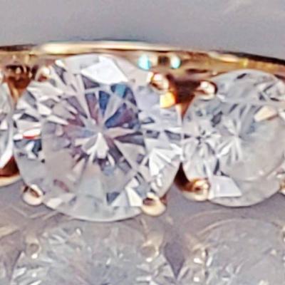 14kt Three Stone And CZ Cocktail Ring