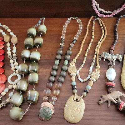 Wood And Stone Accent Necklaces 