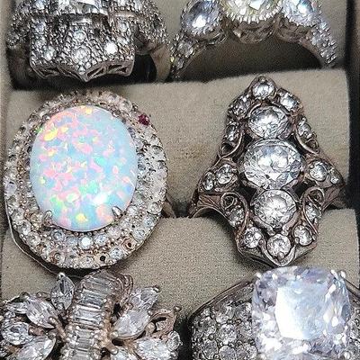 Sterling Silver And Rhinestone Rings