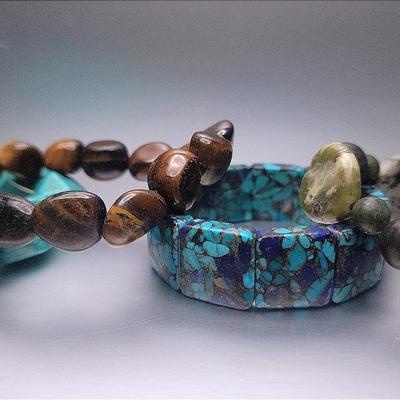 Stone Stretch Bracelets Including Marble, Tigers Eye And More