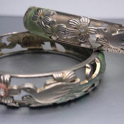 Vintage Ujoy Cloisonne/Enameled Clamp Bracelets Set Of 2