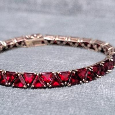 Suzanne Somers Gold Vermeil Sterling Garnet Trilliant Bracelet
