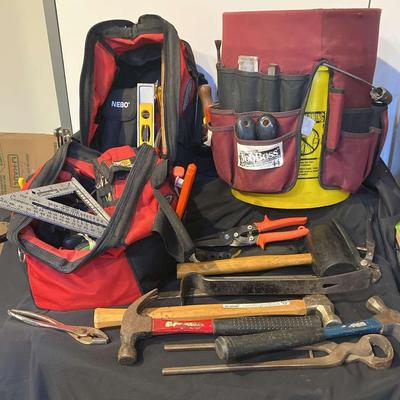 Tool Bags And Bucket Organizer Packed With Hand Tools