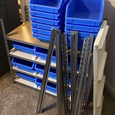 Storage Shelving Unit With Totes And Expansion Parts