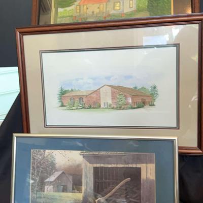 Three Framed Artworks Including Jim Harrison Print – Largest 26" x 20"