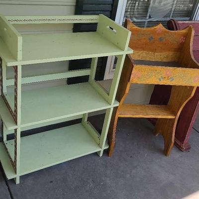 Hand-Painted Wooden Shelf And Stand