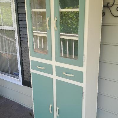 Vintage Painted Cabinet with Illustrated Drawer Liners