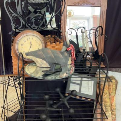 Metal and Wood Decor Featuring a Small Metal Shelf